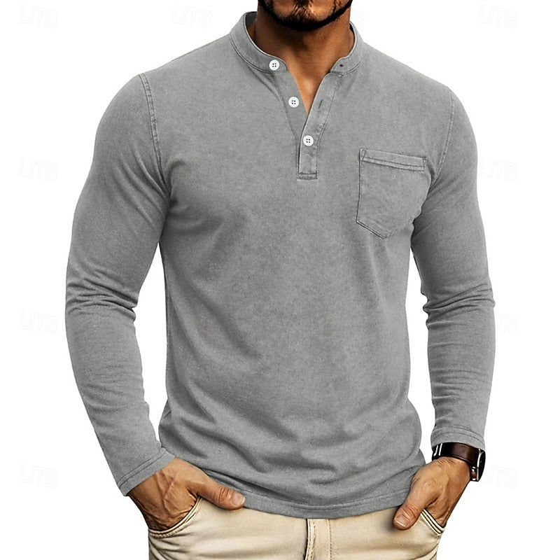 Men's Long-Sleeve Henley Summer Shirt – image 4
