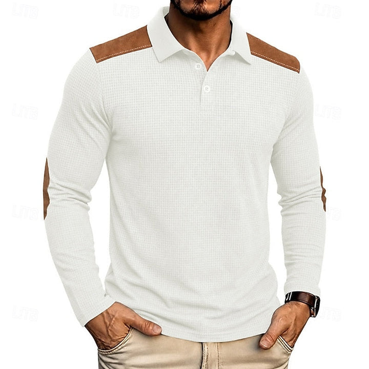 Men's Long-Sleeve Colour-Block Summer Polo Shirt – image 2