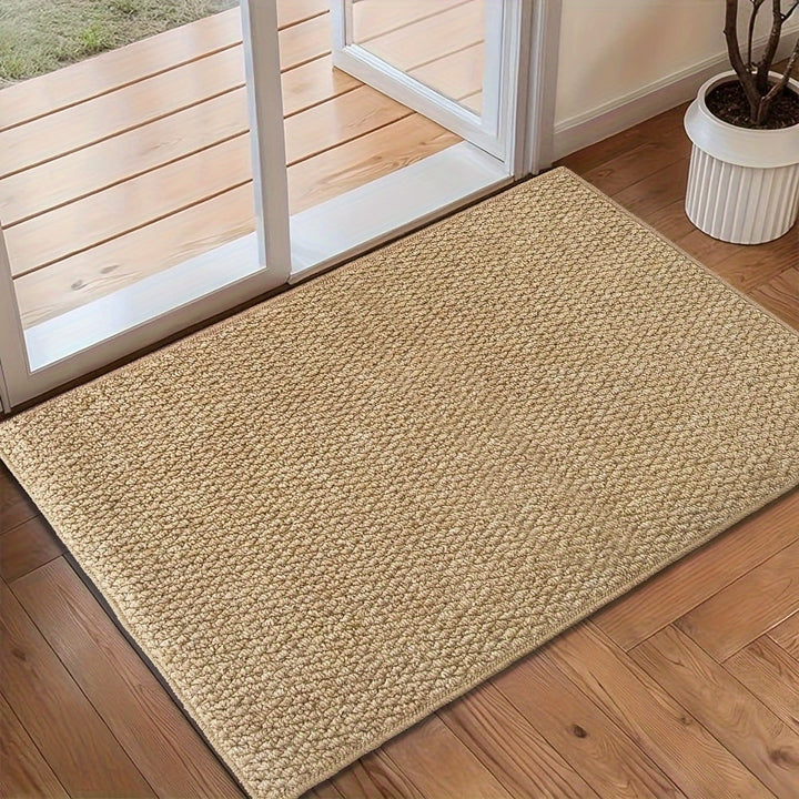 Woven loop pile door mat