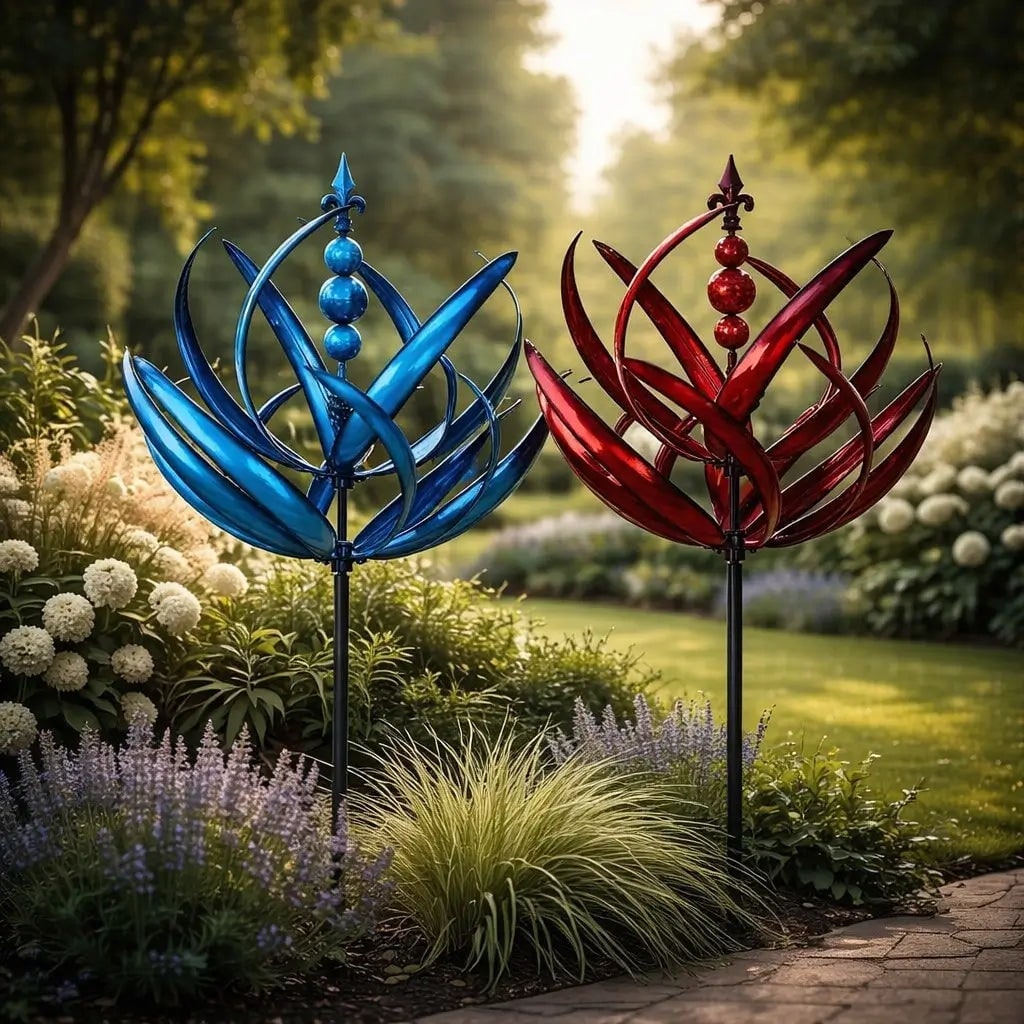 Lotus flower metal wind spinner