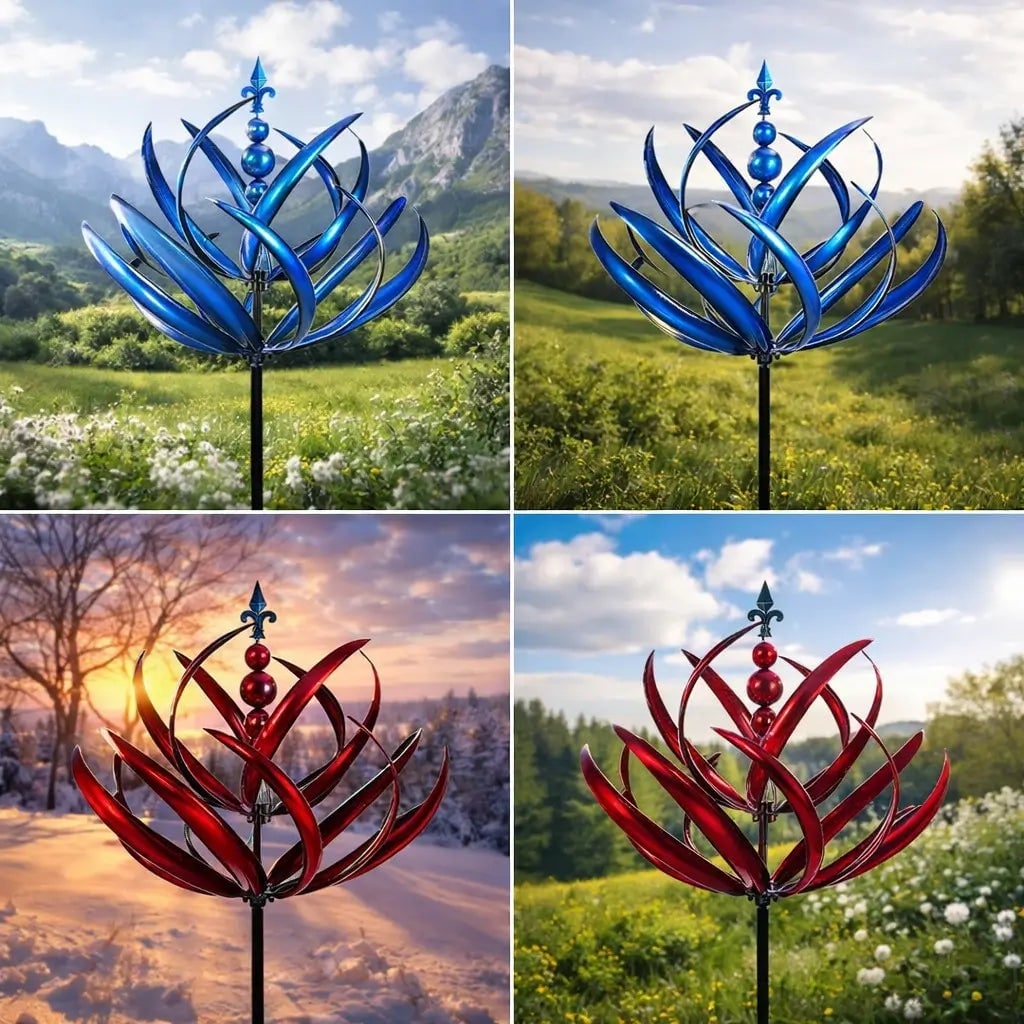 Lotus flower metal wind spinner