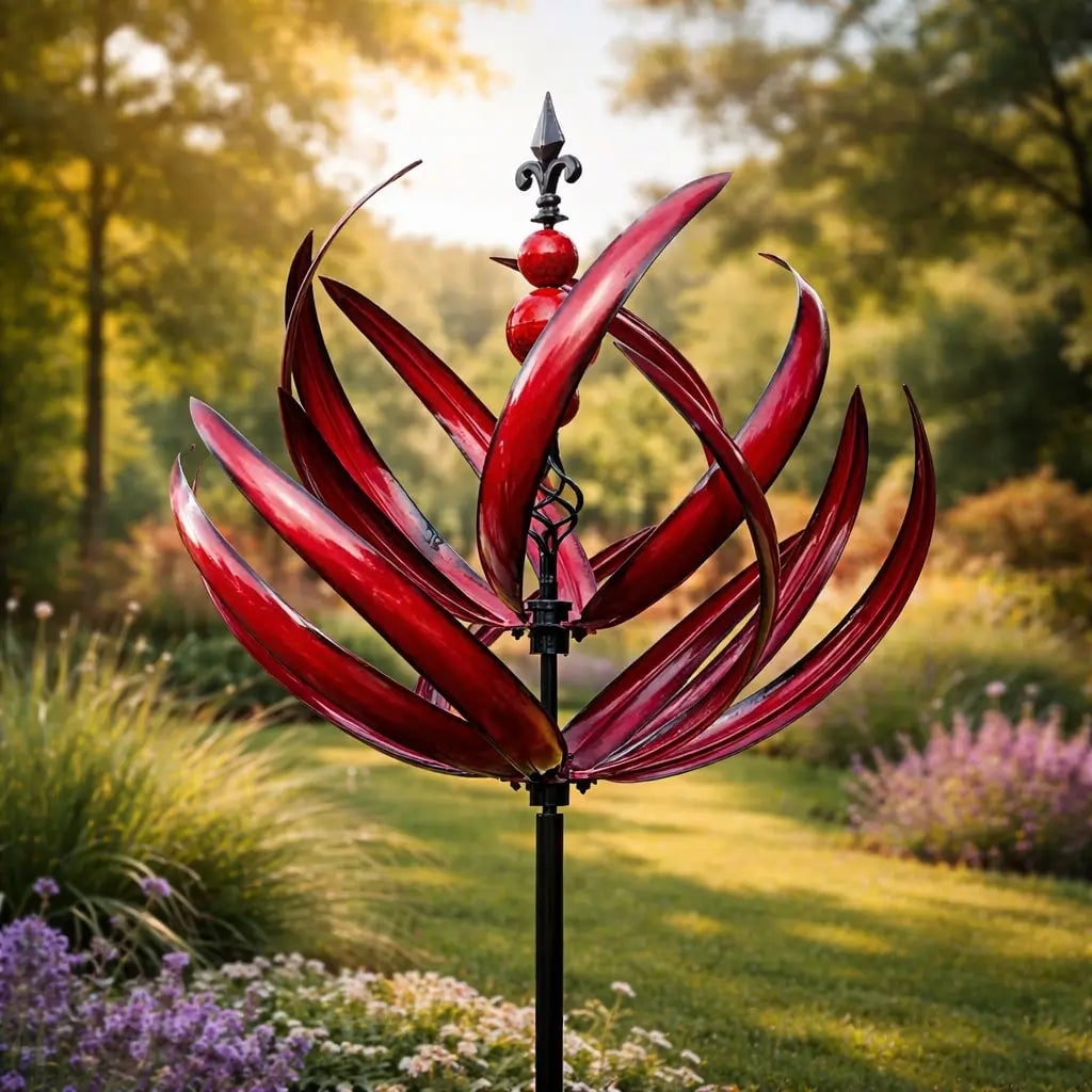 Lotus flower metal wind spinner