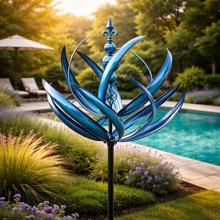 Lotus flower metal wind spinner