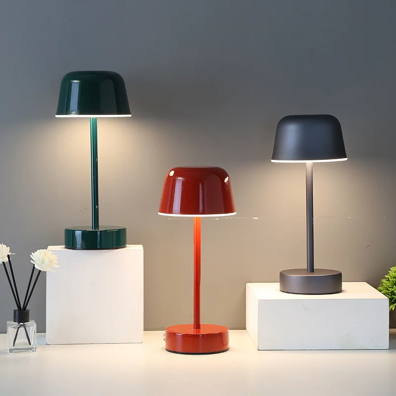 Metal Cone Cordless Table Lamp
