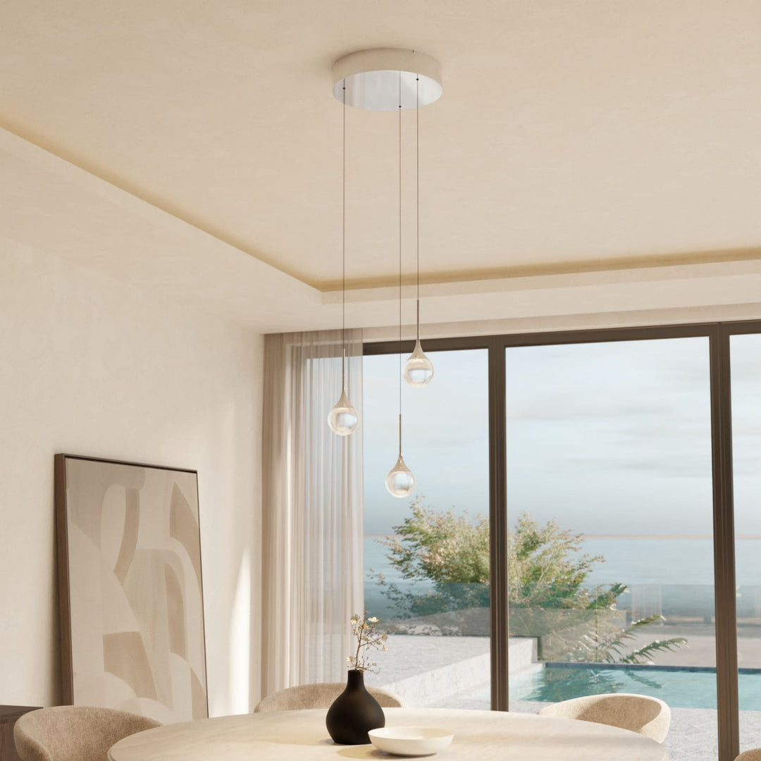 Fadio Three Drop Round Glass Pendant Light