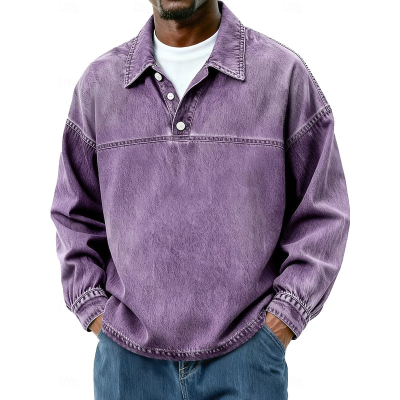 Men's Long-Sleeve Half-Button Summer Shirt – image 11