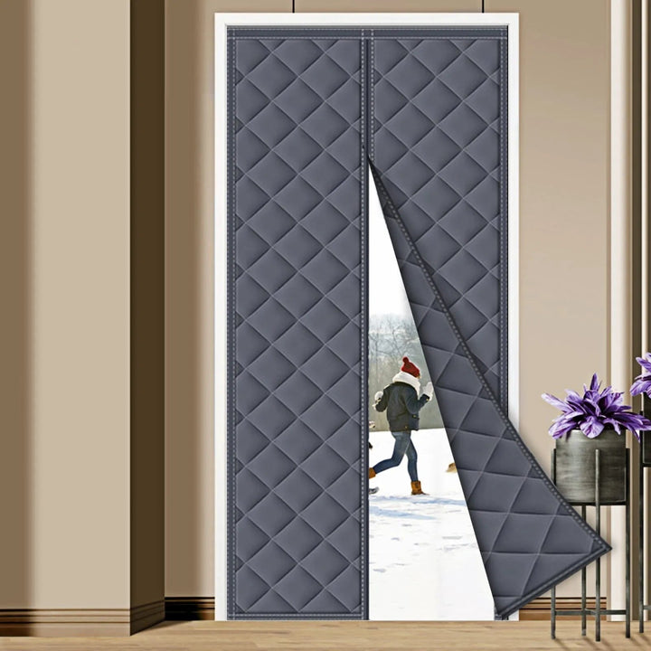 Magnetic quilted thermal door curtain