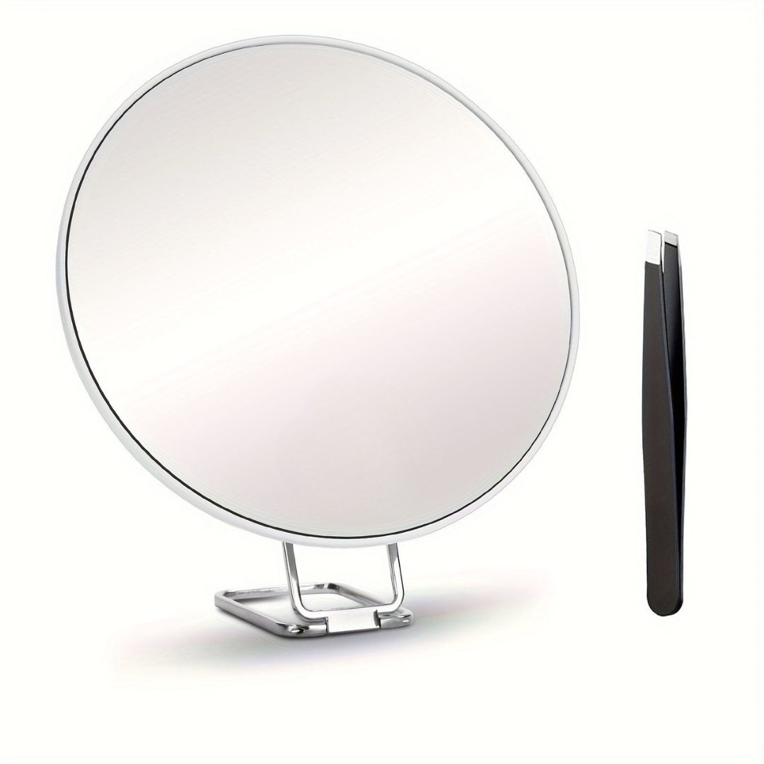 Magnifying make-up mirror with folding stand