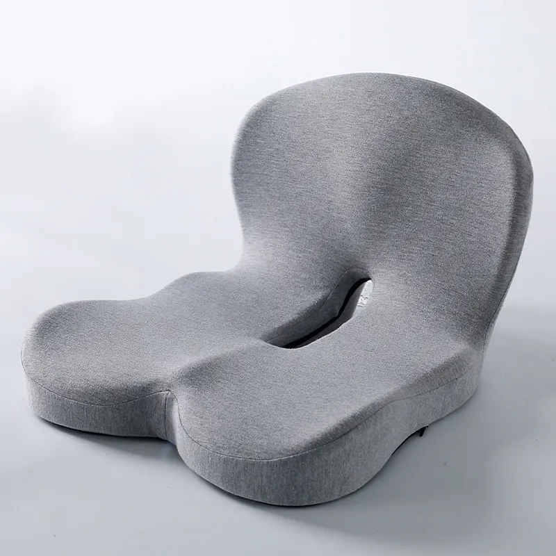 Memory foam chair cushion with integrated back rest