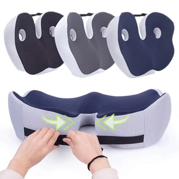 Memory foam seat cushion with dual cut-outs
