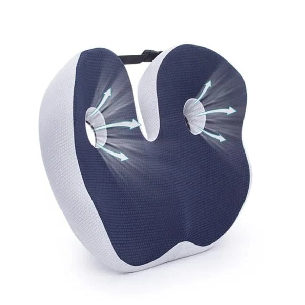 Memory foam seat cushion with dual cut-outs