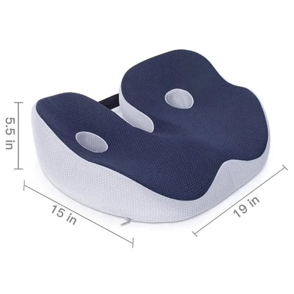 Memory foam seat cushion with dual cut-outs