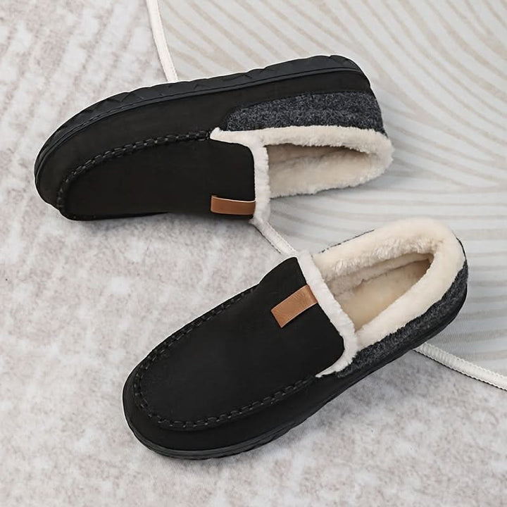 Men's faux fur lined moccasin slippers