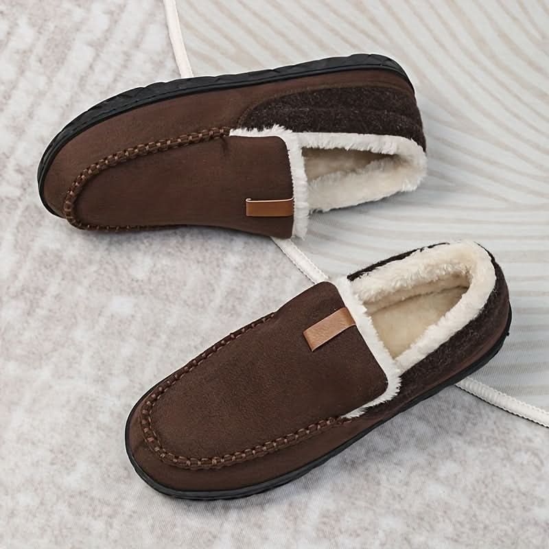 Men's faux fur lined moccasin slippers