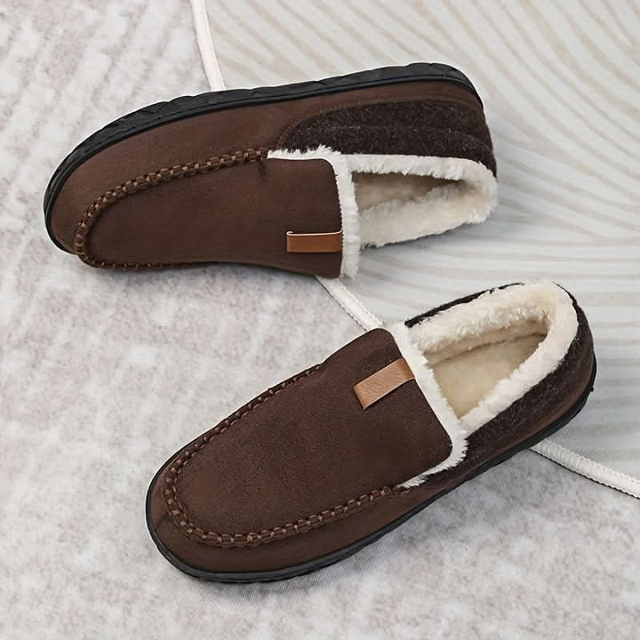 Men's faux fur lined moccasin slippers