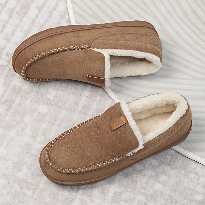 Men's faux fur lined moccasin slippers