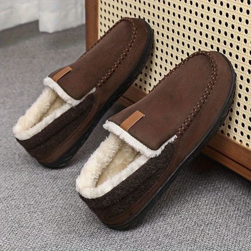 Men's faux fur lined moccasin slippers