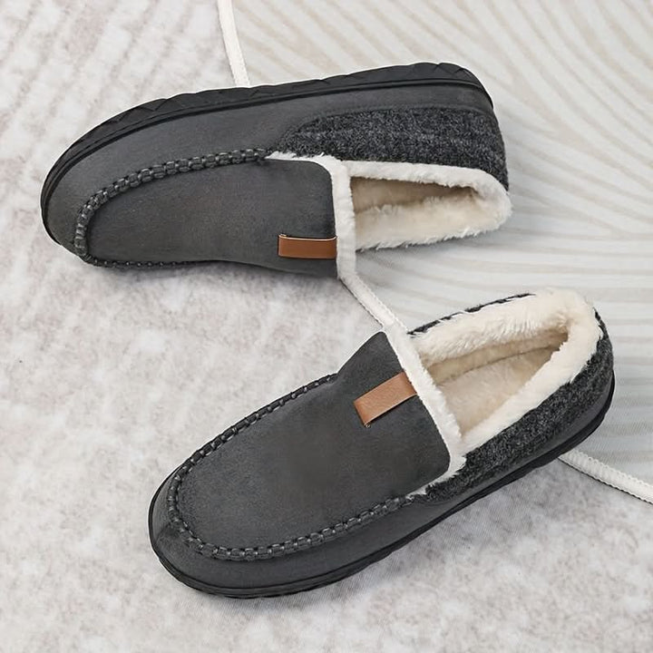 Men's faux fur lined moccasin slippers