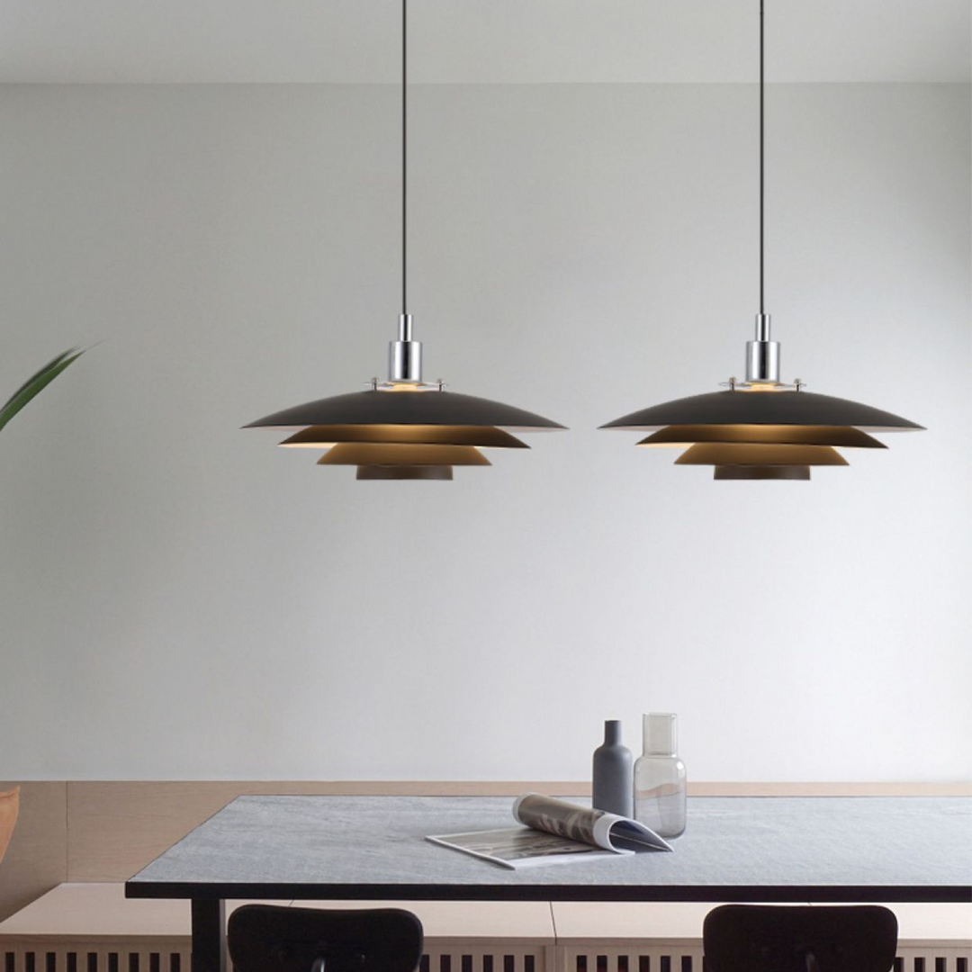 Metal Layer Pendant Light in Black