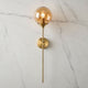 Long Brass Stem Wall Light | Glass Globe, 4 Glass Colours