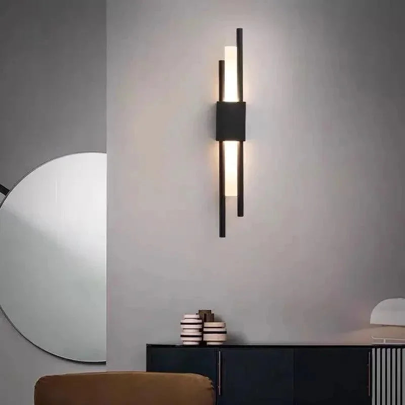 Twin-Rod LED Wall Light | Up and Down Glow, Black or Brass