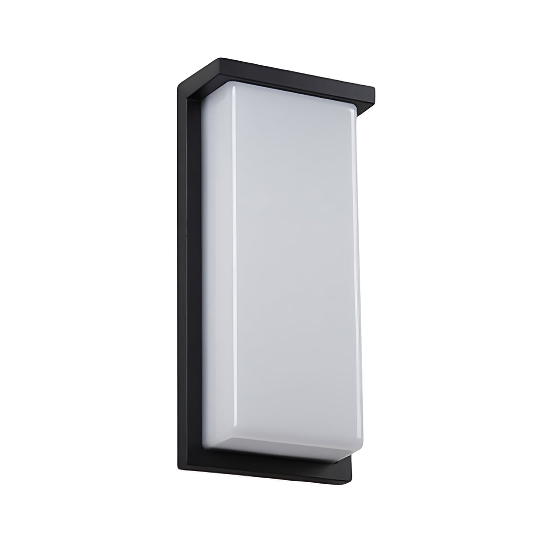 Rectangular Outdoor Wall Light | Black Frame, Opal Diffuser, IP65