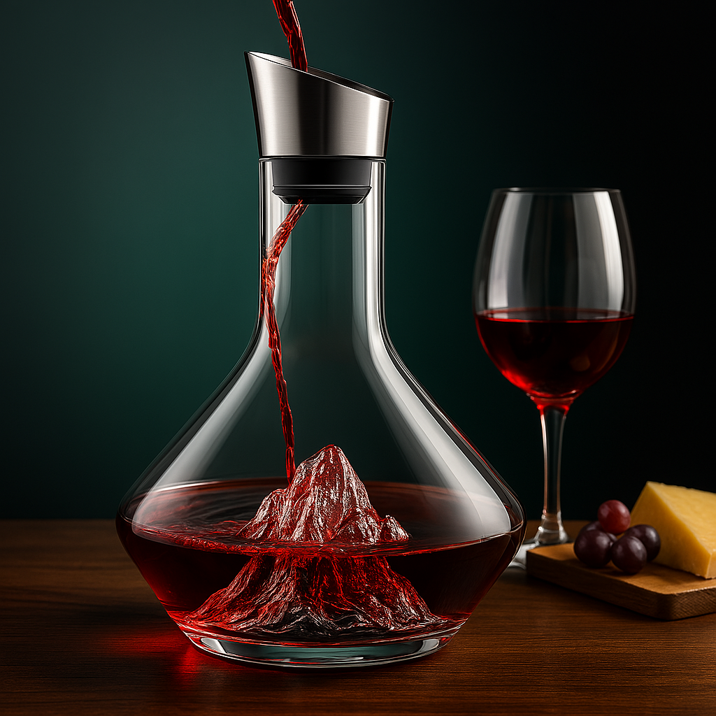 Mountain glacier glass wine decanter with aerator