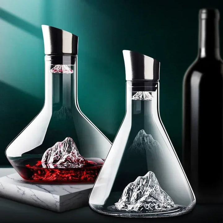 Mountain glacier glass wine decanter with aerator