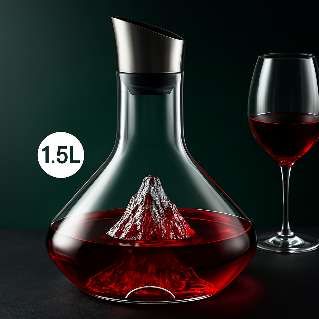 Mountain glacier glass wine decanter with aerator