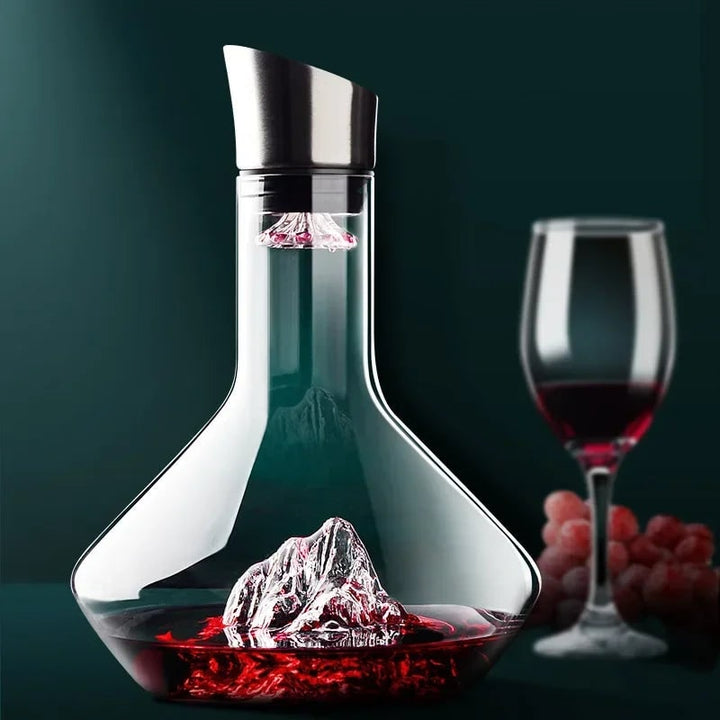 Mountain glacier glass wine decanter with aerator
