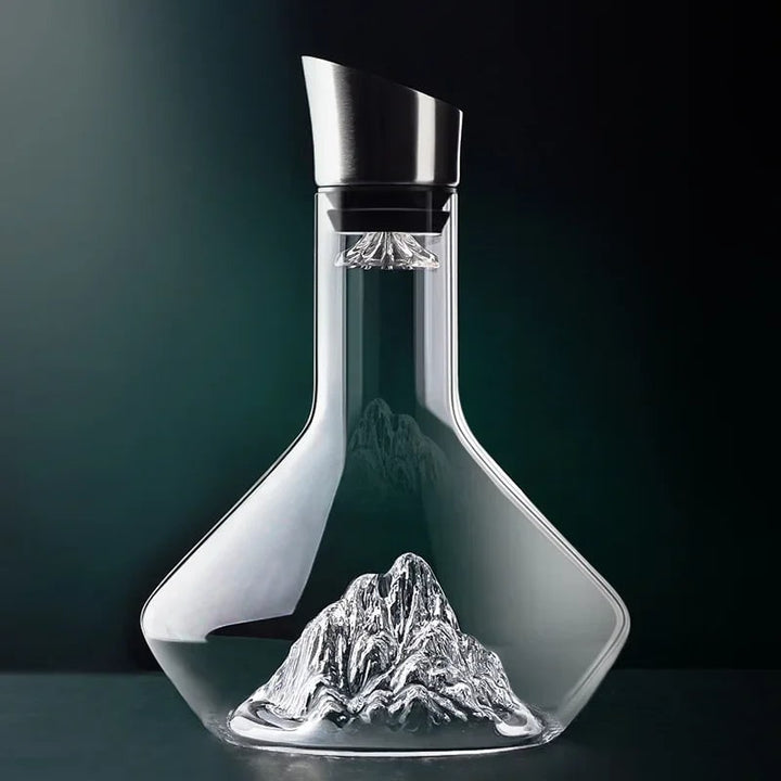 Mountain glacier glass wine decanter with aerator