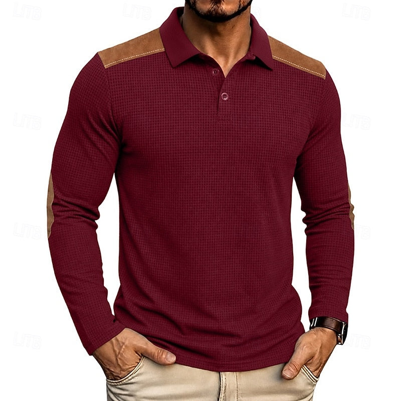 Men's Long-Sleeve Colour-Block Summer Polo Shirt – image 12