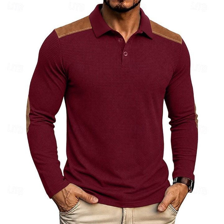Men's Long-Sleeve Colour-Block Summer Polo Shirt – image 12