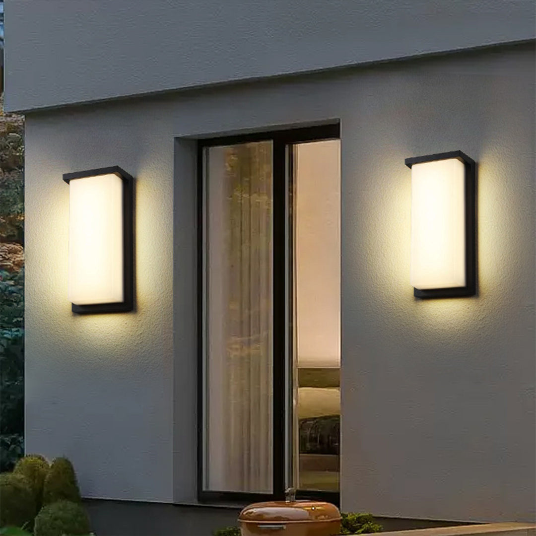 Rectangular Outdoor Wall Light | Black Frame, Opal Diffuser, IP65