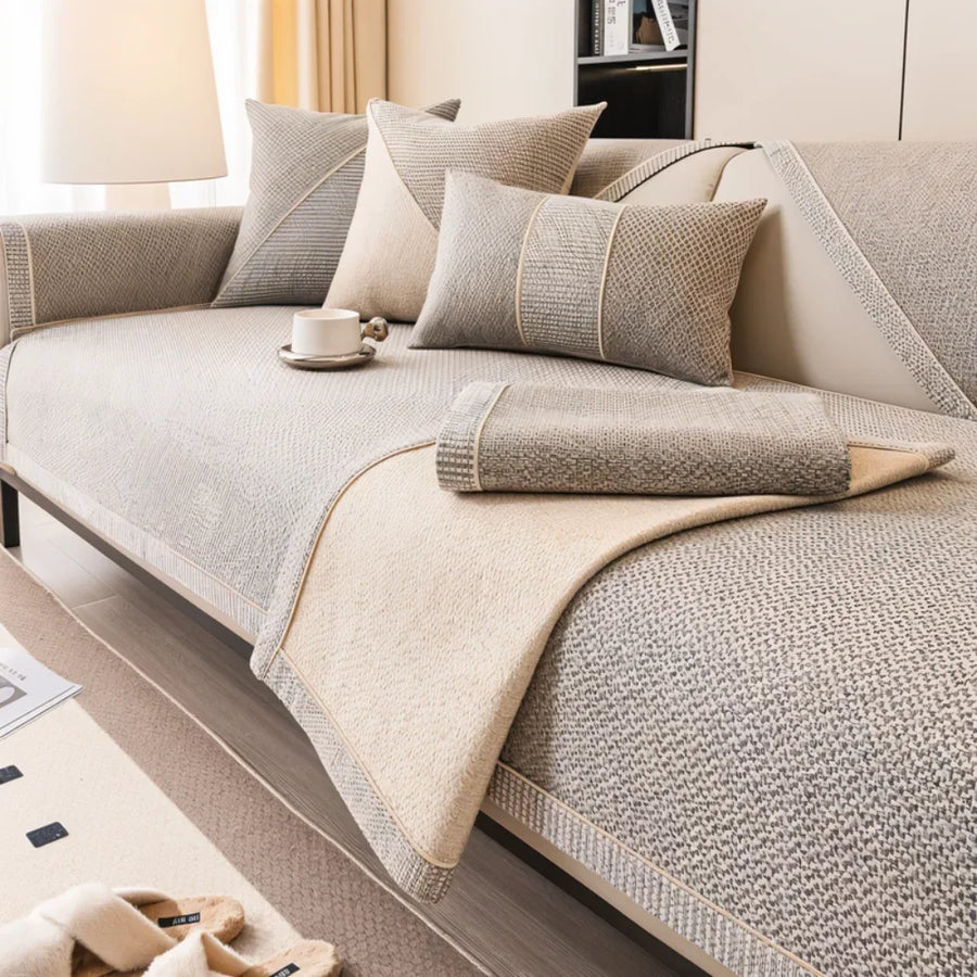 Non-slip woven sofa cover