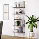 Oak and White 5-Shelf Ladder Bookshelf