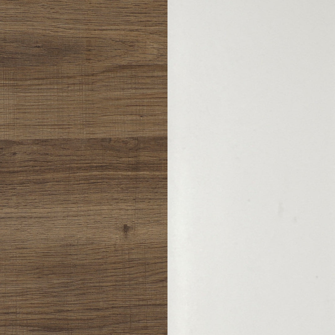 Oak and White 5-Shelf Ladder Bookshelf