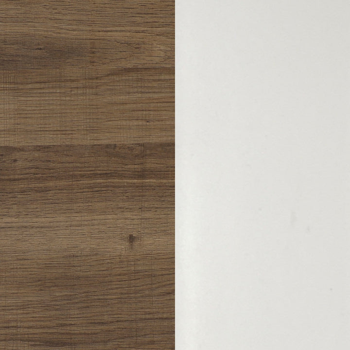 Oak and White 5-Shelf Ladder Bookshelf