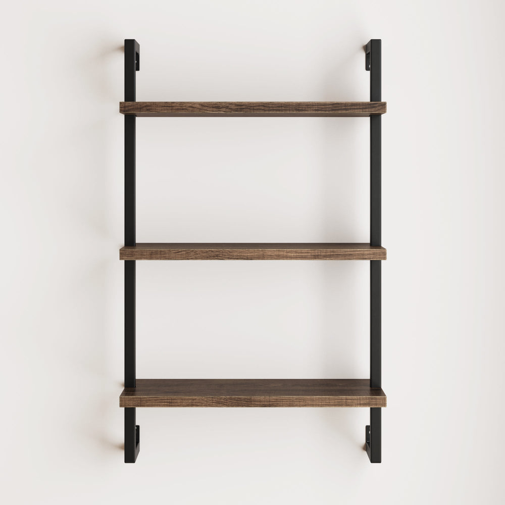 Oak-Effect 3-Shelf Floating Bookshelf