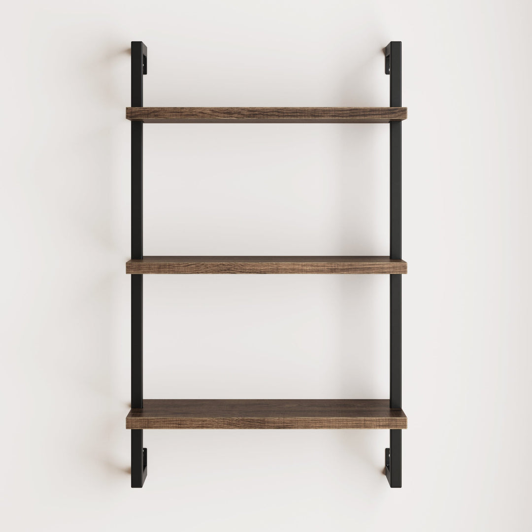 Oak-Effect 3-Shelf Floating Bookshelf