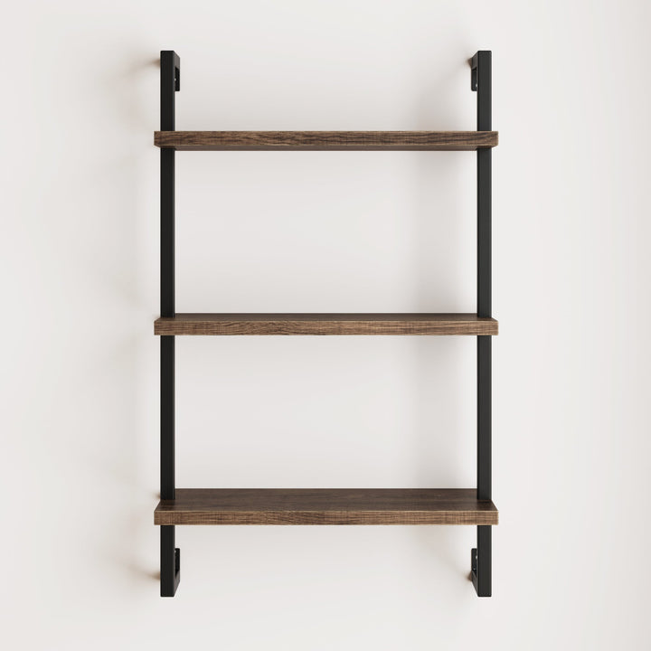 Oak-Effect 3-Shelf Floating Bookshelf