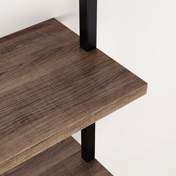 Oak-Effect 3-Shelf Floating Bookshelf
