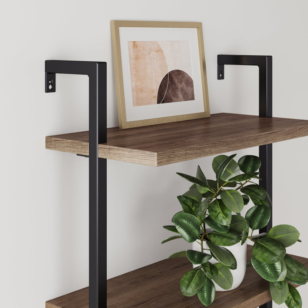 Oak-Effect 3-Shelf Floating Bookshelf