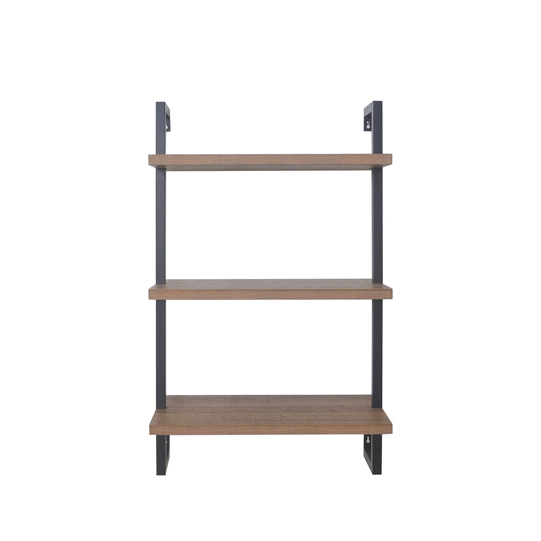 Oak-Effect 3-Shelf Floating Bookshelf
