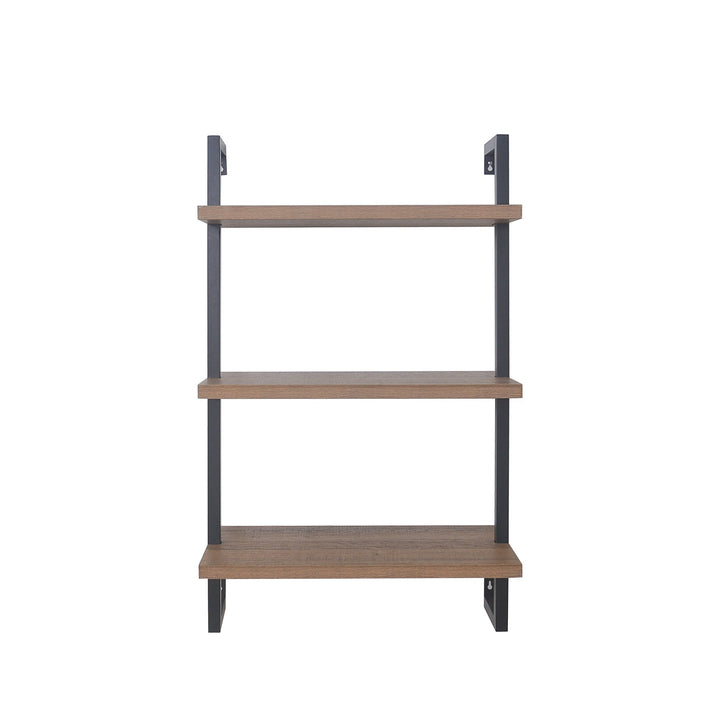 Oak-Effect 3-Shelf Floating Bookshelf