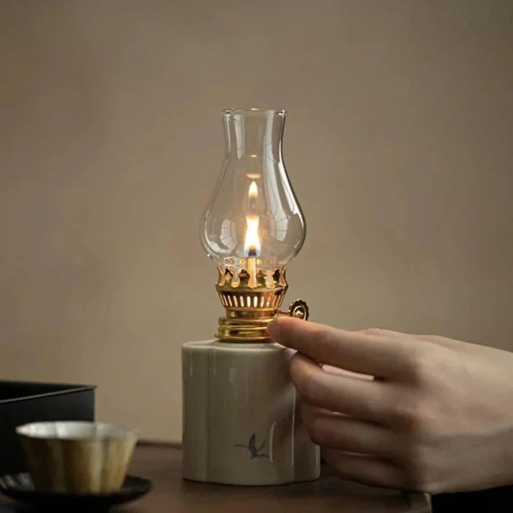 Hand-Painted Ceramic Oil Lantern