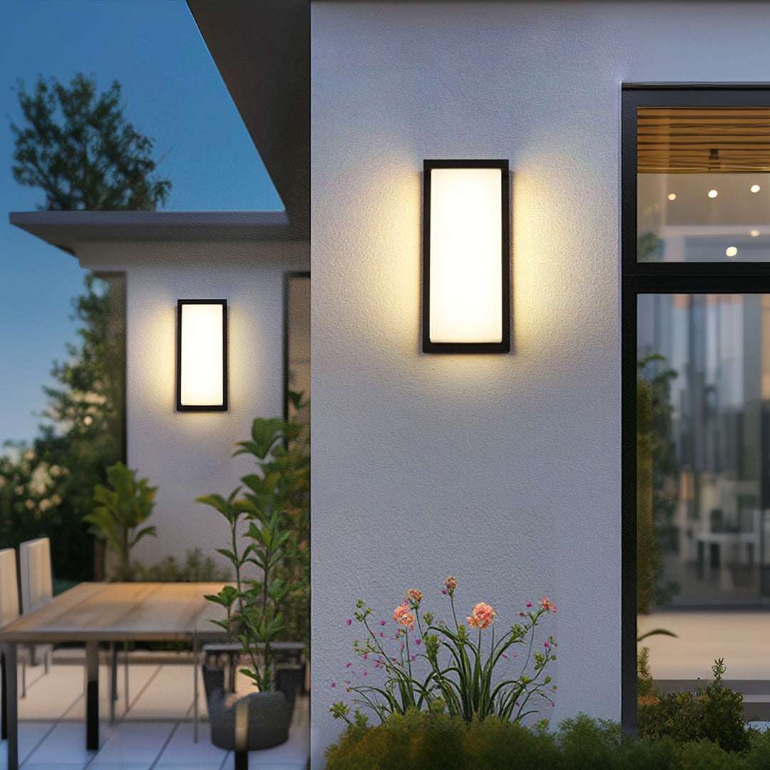 Rectangular Outdoor Wall Light | Black Frame, Opal Diffuser, IP65