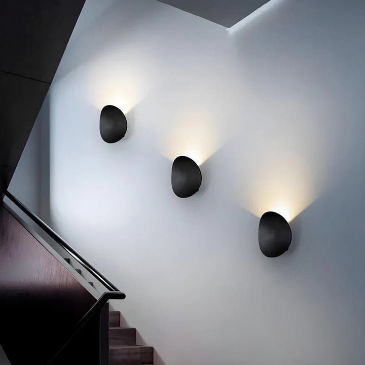 Pebble LED Wall Light | Up and Down Halo, Black, Gold or White