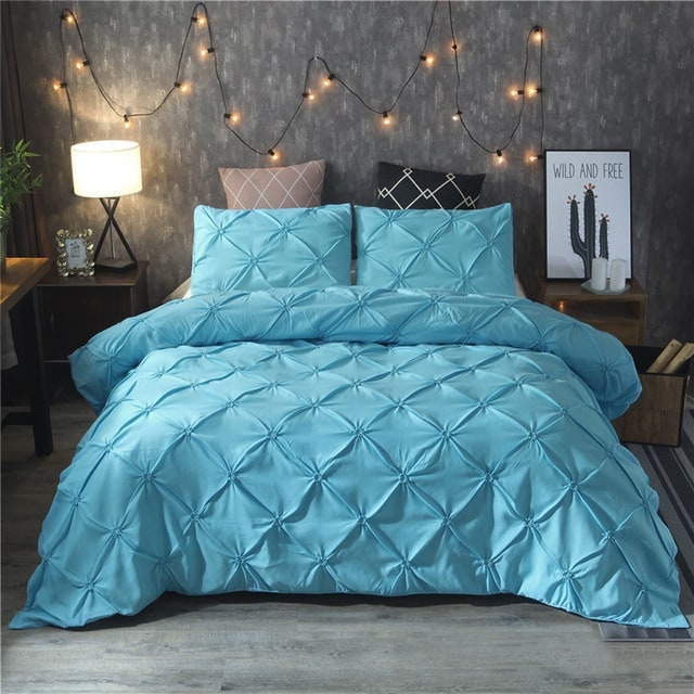 Pintuck pinch pleat duvet cover set
