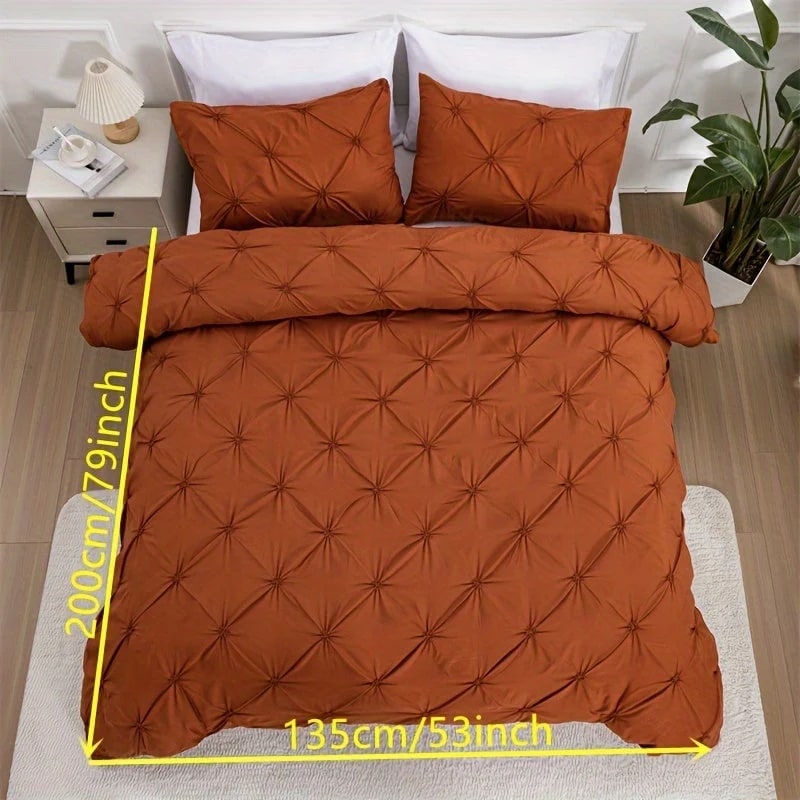 Pintuck pinch pleat duvet cover set